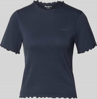 Pepe Jeans London Slim Fit T-Shirt aus Baumwoll-Mix Modell NORA in Marine, Gr&ouml;&szlig;e XL