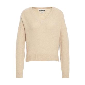 Crush V-neck Knitwear, female, Beige, Size: S Beige V-Neck Knitwear Aw25
