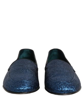 Dolce & Gabbana Glitter Lurex DG Logo Loafer - Blue