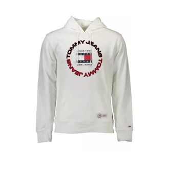 Tommy Hilfiger Hoodies, male, White, Size: XL White Cotton Hoodie with Embroidery