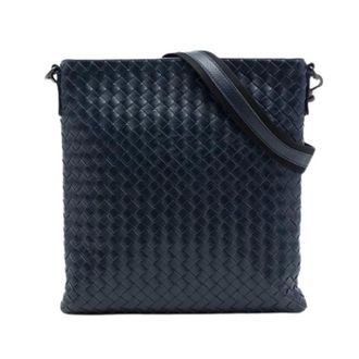 Bottega Veneta Pre-owned Woven Nappa Leather Crossbody Bag - Dames - Pre-owned - Blauw - Maat: ONE Size Leer