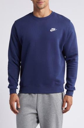 Nike Mens Club Crewneck Sweatshirt in Mnnavy/white at Nordstrom Rack, Size Large