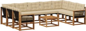vidaXL Conjunto De Sof&aacute;s De Exterior 10 Uds. Natural Y Beige Vidaxl