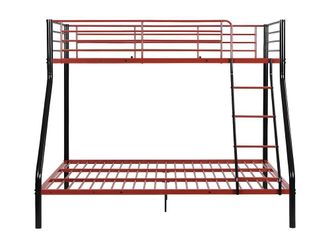 Vente-Unique Bunk Beds - 90 X 190 Cm & 140 X 190 Cm - Steel - Black & Red | Size: Double