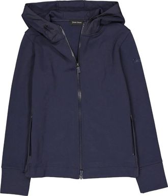 Herno Hoodies & sweatvesten, Dames, Blauw, M, Katoen, Laminar Zipped Sweatshirt