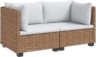 vidaXL 2 Uds. Conjunto De Lounge De Rat&aacute;n Con Cojines Gendt Natural Vidaxl