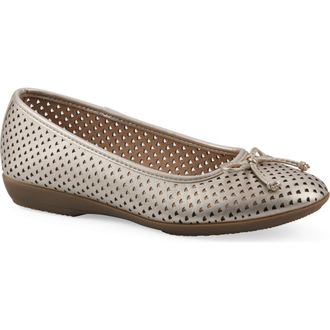 White Mountain Carris Perforated Ballet Flat in Platino/Metallic/Smooth at Nordstrom Rack, Size 10