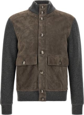 Brunello Cucinelli Grey Mock Collar Jacket