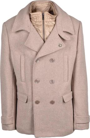 Yes-Zee Grey Double-Breasted Removable Bib Peacoat