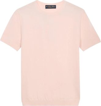 Brooks Brothers Cotton Knit Top - Dames - Ronde hals truien - Roze - XS - Katoen - Truien & Vesten