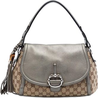 Gucci Pre-owned Gucci Medium GG Canvas Techno Horsebit Satchel Ladies 64AU897XPATPJ0R8