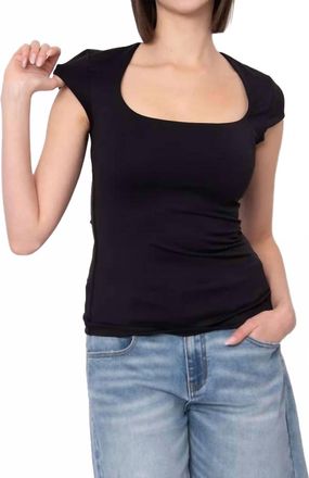 RD Style Tiara Second Skin Cap Sleeve Top In Black
