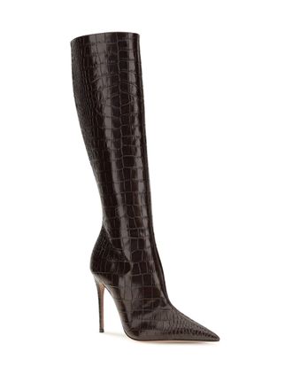 PARIS TEXAS Crocodile-Effect Leather Boot - Black