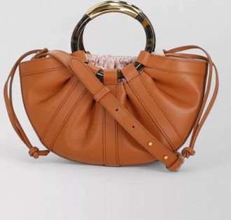 Coccinelle leather bucket bag pleated handles strap