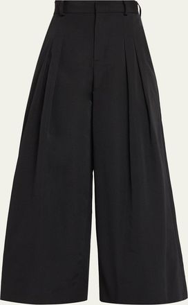 Rosie Assoulin Wide-Leg Cotton Double-Pleat Pants