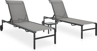 vidaXL Tumbonas Con Mesa 2 Unidades Textilene Y Acero Vidaxl