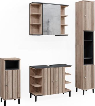 Vicco Conjunto De Muebles De Ba&ntilde;o Aquis, Sonoma, 4 Piezas