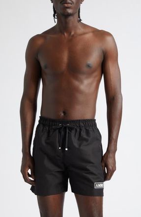 Amiri MA Core Logo Swim Trunks in Black at Nordstrom, Size Xx-Large