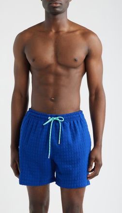 Chubbies The Citrus Punches Grid Textured 5.5-Inch Swim Trunks in Dark Teal - Pattern at Nordstrom, Size Xx-Large