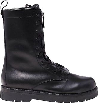 Valentino Garavani Black Calfskin Lace-Up Mens Boots