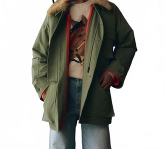 The Great. Quilted Liner Parka Jacket In Army