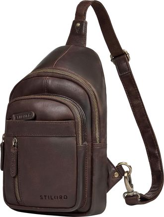 STILORD Montego 2-In-1 Mens Leather Sling Bag Crossbody Backpack Genuine Leather Chest Bag Men Large Over Shoulder Bags With Anti Theft For Travel Outdoor Eve