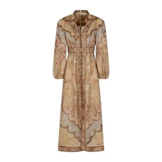 Zimmermann Midi Dresses, female, Multicolor, Size: S Wanderlust Plunge Dress