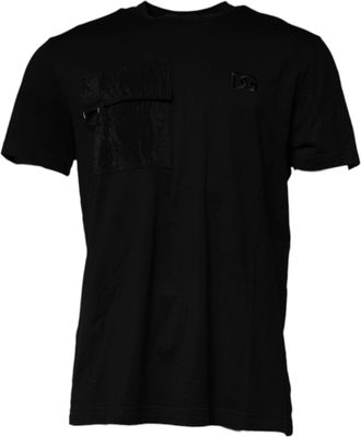 Dolce & Gabbana Mens Black Crew Neck Short Sleeve T-Shirt Cotton Viscose Nylon