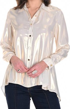 Frank Lyman Design High Low Shimmer Blouse In Cream