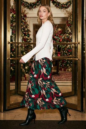 DUSK Floral Fluted Midi Skirt