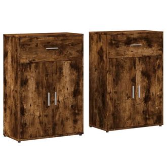 Berkfield Home Sideboards 2 pcs Smoked Oak 60x30x84 cm Engineered Wood in Brown | Size: 60 x 30 x 84 cm