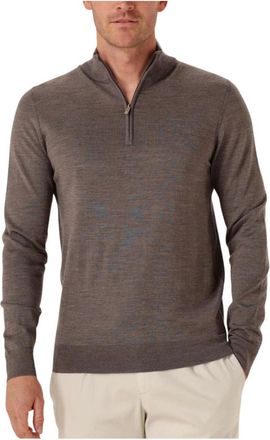 Profuomo Pullover Half Zip Merino - Heren - Coltruien - Bruin - S - Wol - Truien & Vesten