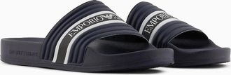 Emporio Armani Mens Emporio Armani Logo Tape Sliders, Blue - Black/Black - Size: 9