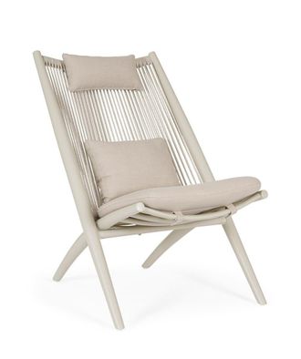 Outdoor Living Sill&oacute;n de aluminio con tejido de cord&oacute;n de poli&eacute;ster beige