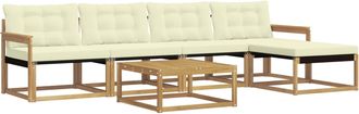 vidaXL Conjunto De Sof&aacute;s De Exterior 6 Uds. Blanco Y Crema Vidaxl