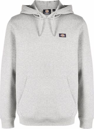 Dickies logo-patch long-sleeve hoodie - men - Polyester/Cotton - S - Grey