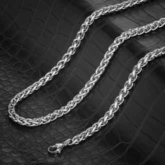 Crucible Jewelry Crucible Los Angeles Polished Stainless Steel 5mm Spiga Wheat Chain - 18 to 24