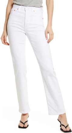 AG - Adriano Goldschmied Alexxis High Waist Straight Leg Jeans in Authentic White at Nordstrom Rack, Size 23