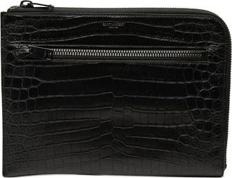 Saint Laurent Pre-owned Saint Laurent Croc Embossed Leather Clutch Unisex 27QJ9UFZV1A6ZSQ6