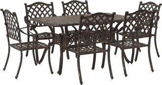 vidaXL Garden Dining Set 7 pcs Bronze Aluminium vidaXL