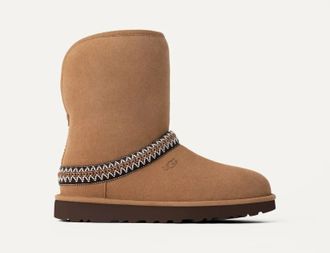 UGG Womens Ugg Classic Short Crescent 1161770-CHE Boot Brown Fleece-Lined RHS6859