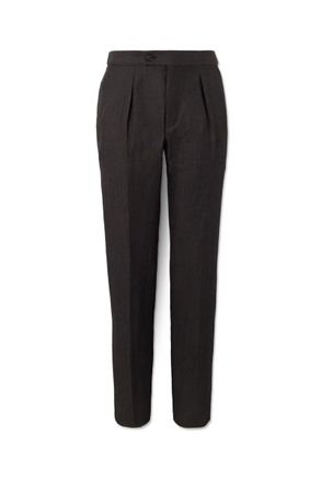 Slowear Venezia 1951 Tapered Pleated Linen, Wool and Silk-Blend Trousers
