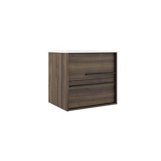 Saniclass Prime Essential Wastafelonderkast - 60x55x46cm - 2 lades - Standaard greep - MDF - noten (hout)