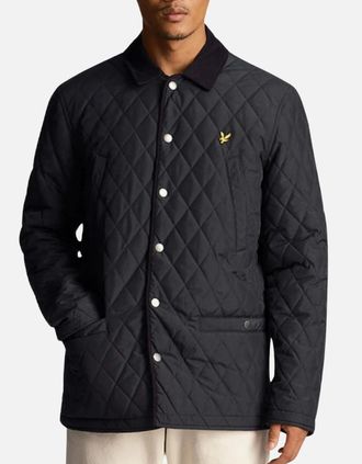 Lyle & Scott Mens Lyle & Scott Branded Emblem Dark Navy Quilted Jacket - Black - Size: Regular/36