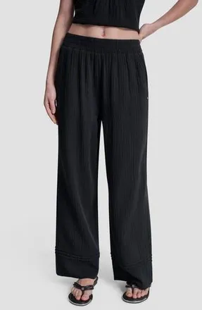 DKNY Cotton Gauze Pull-On Pants in Black at Nordstrom Rack, Size X-Large