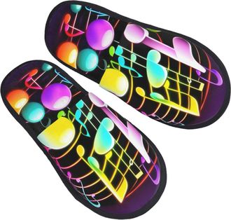 Generic Colorful Musical Note Men Women Sliders Breathable House Slippers Cosy House Shoes For Indoor Bedroom Outdoor M