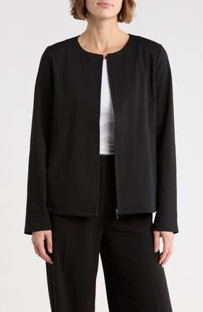 Eileen Fisher Cotton Blend Ponte Full Zip Jacket in Black at Nordstrom Rack, Size Xx-Small