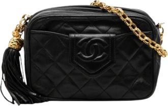Chanel Pre-owned Vintage Quilted Crossbody Bag - Dames - Vintage Schoudertas - Zwart - ONE Size - Leer - Vintage
