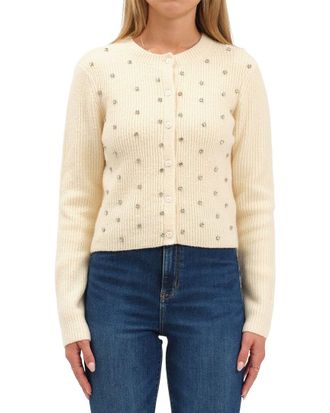 Daze Denim Muse Embellished Crewneck Cardigan