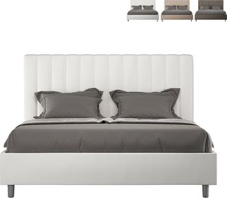 Itamoby Cama Matrimonio Contenedor 160x190 Moderno Polipiel Agueda M Color: Blanco - Versi&oacute;n: Modelo Est&aacute;ndar